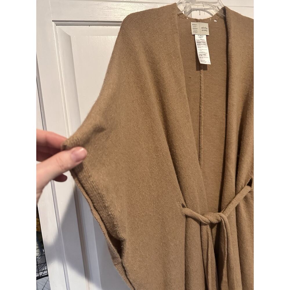 Saturday Sunday Anthropologie Lucia Tied Kimono Cape Poncho Sweater Tan 1Size - Picture 5 of 10